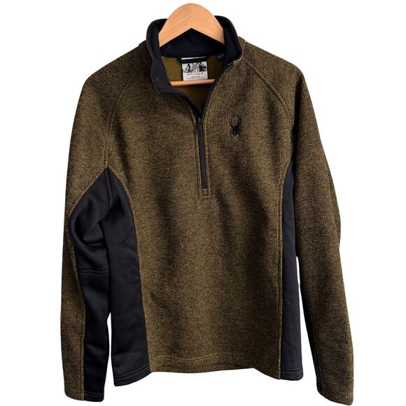 Spyder Men's Outbound Green Black Sz Medium Quarter Zip Jacket Sweater - Picture 1 of 7